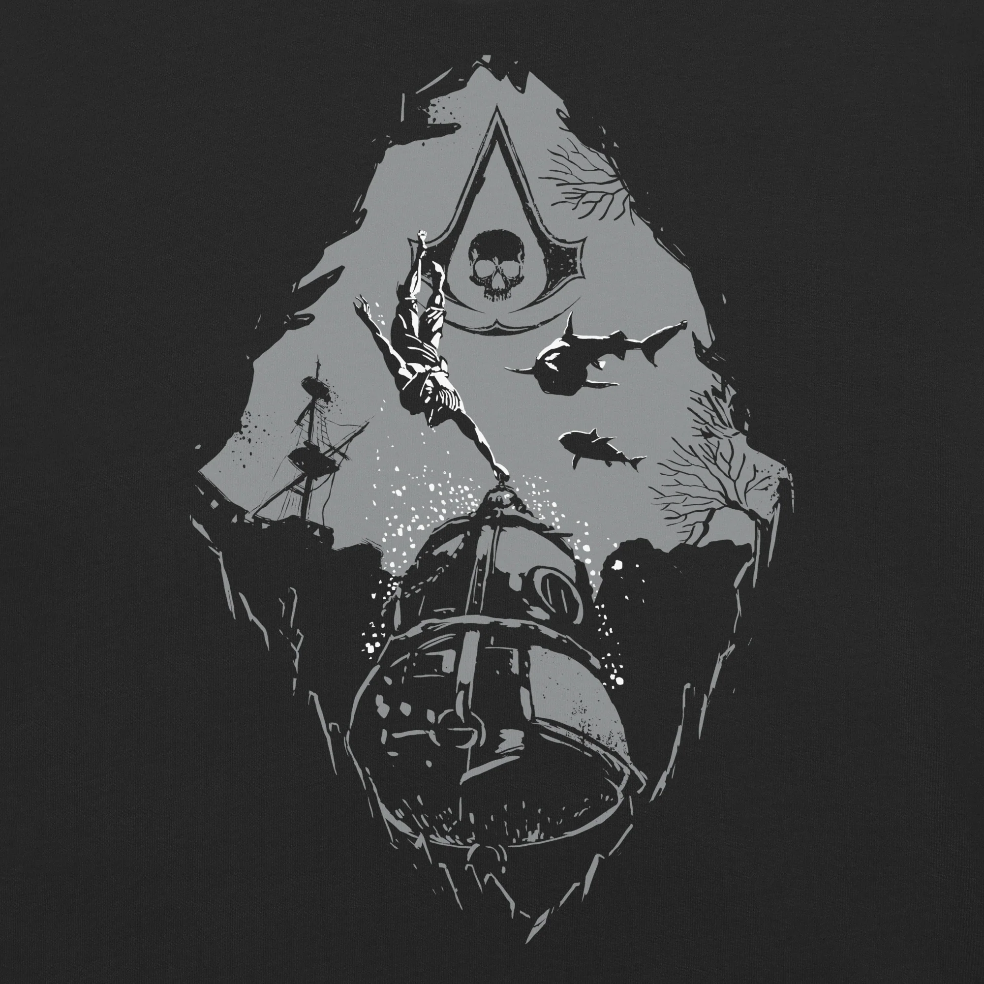 Assassin's Creed Black Flag Resynced Comfort Colors T-Shirt - Diving Bell - Image 4